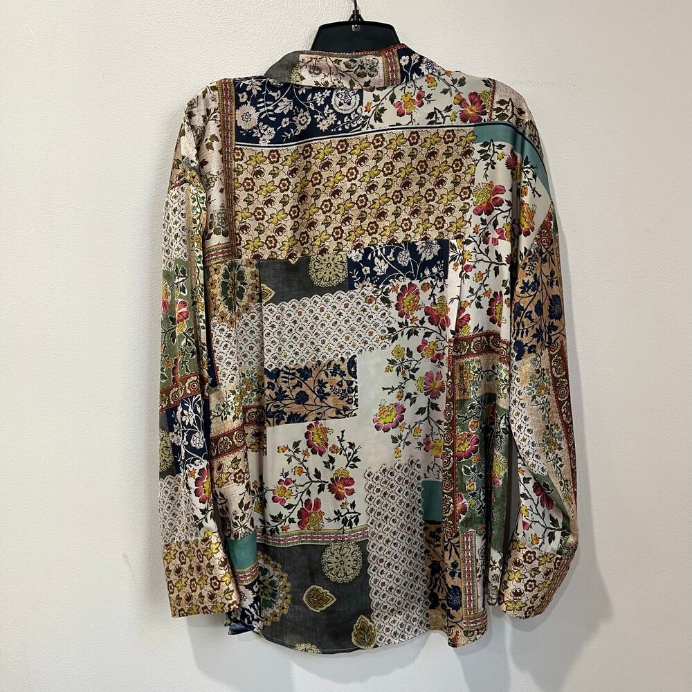 Zara Patchwork Floral Print Button Down Blouse Bo… - image 4